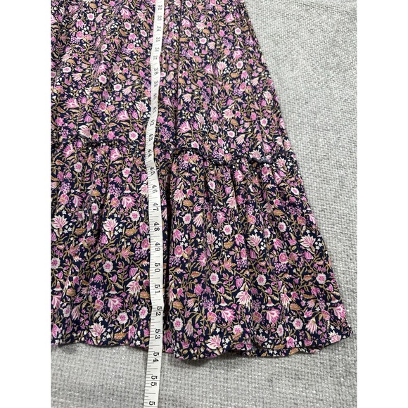 Old Navy Dress Womens XL Blue Purple Ditzy Floral Waist Defined Maxi Boho‎ - Picture 10 of 14